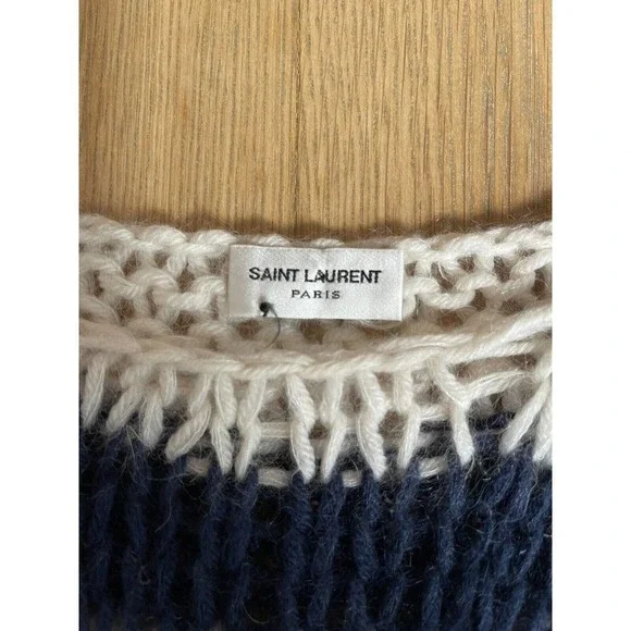 Saint Laurent Navy and White Striped Sweater